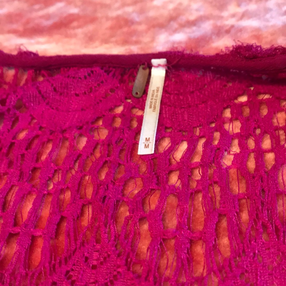 Free People Hot Pink Lace M - Picture 5 of 7